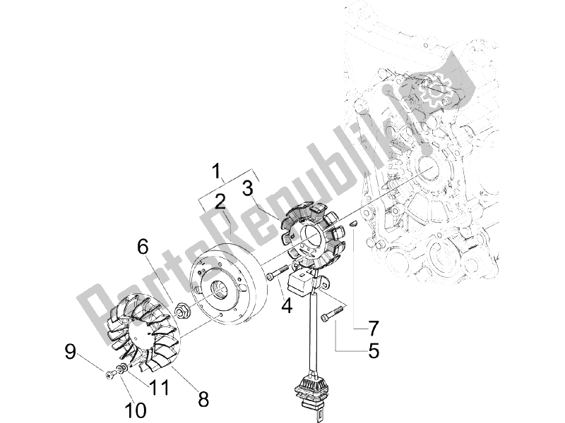 Toutes les pièces pour le Volant Magnéto du Piaggio FLY 150 4T E3 2008