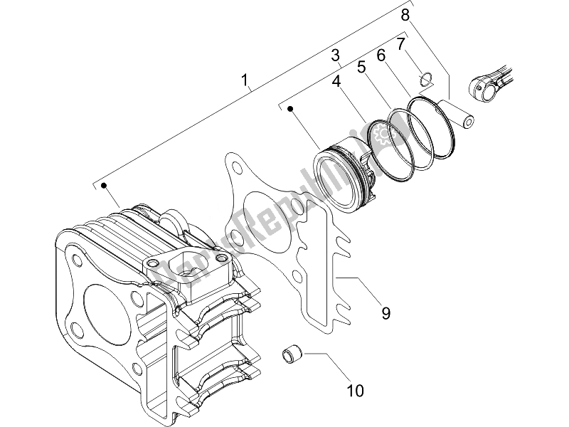 Toutes les pièces pour le Unité Cylindre-piston-axe De Poignet du Piaggio Liberty 50 4T Delivery 2010