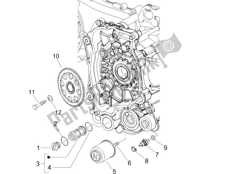 Toutes les pièces pour le Couvercle Magnéto Volant - Filtre à Huile du Piaggio Liberty 200 4T 2006