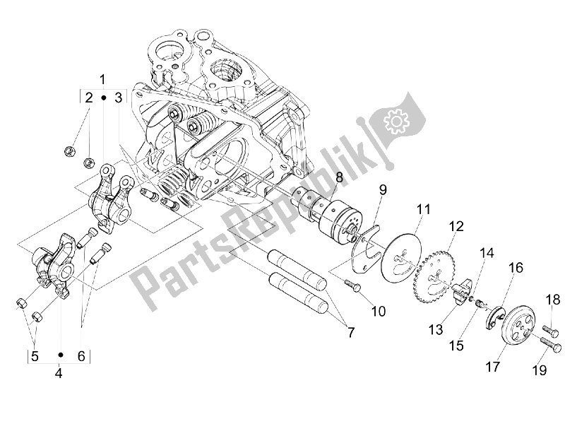 Toutes les pièces pour le Leviers à Bascule Support Unité du Piaggio BV 300 IE Tourer USA 2009