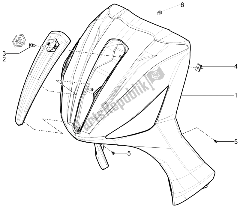 Toutes les pièces pour le Bouclier Avant du Piaggio Beverly 300 RST S 4T 4V IE E3 2010