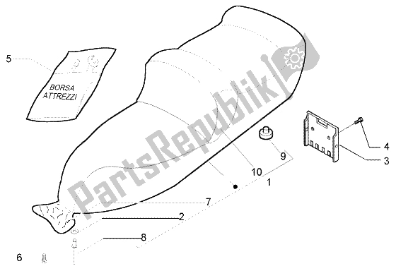 Toutes les pièces pour le Selle - Kit D'outils du Piaggio X9 250 Evolution 2000