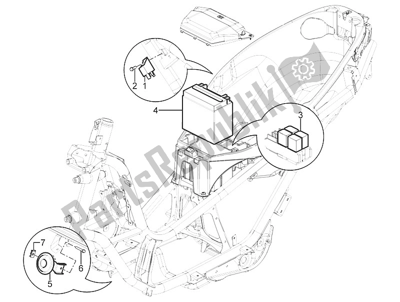 Tutte le parti per il Interruttori Del Telecomando - Batteria - Avvisatore Acustico del Piaggio MP3 300 Yourban LT ERL 2011