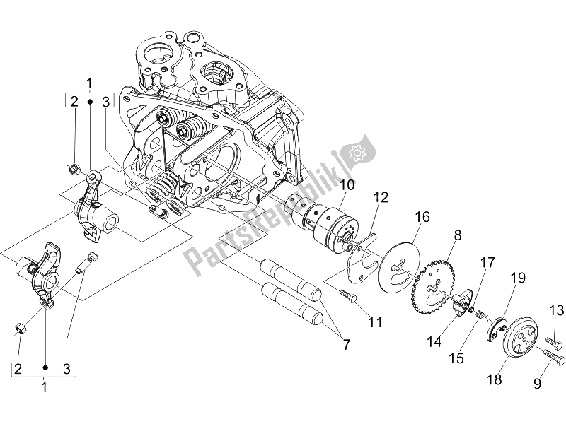 Toutes les pièces pour le Leviers à Bascule Support Unité du Piaggio Liberty 200 4T E3 2006