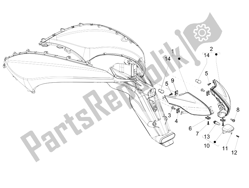 Toutes les pièces pour le Phares Arrière - Clignotants du Piaggio Beverly 125 RST 4T 4V IE E3 2010