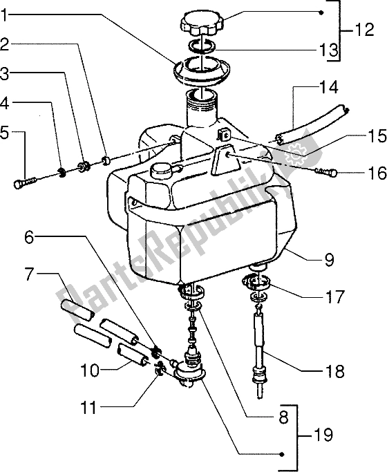 All parts for the Fuel Tank of the Piaggio ZIP Fast Rider RST 50 1996