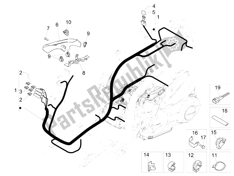 Toutes les pièces pour le Faisceau De Câbles Principal du Piaggio Liberty 50 Iget 4T 3V Emea 2015