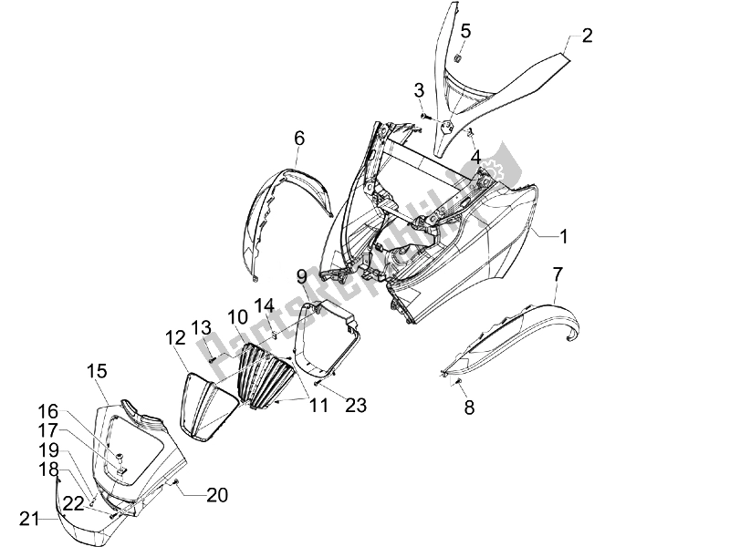 Todas las partes para Escudo Delantero de Piaggio MP3 300 IE MIC 2010