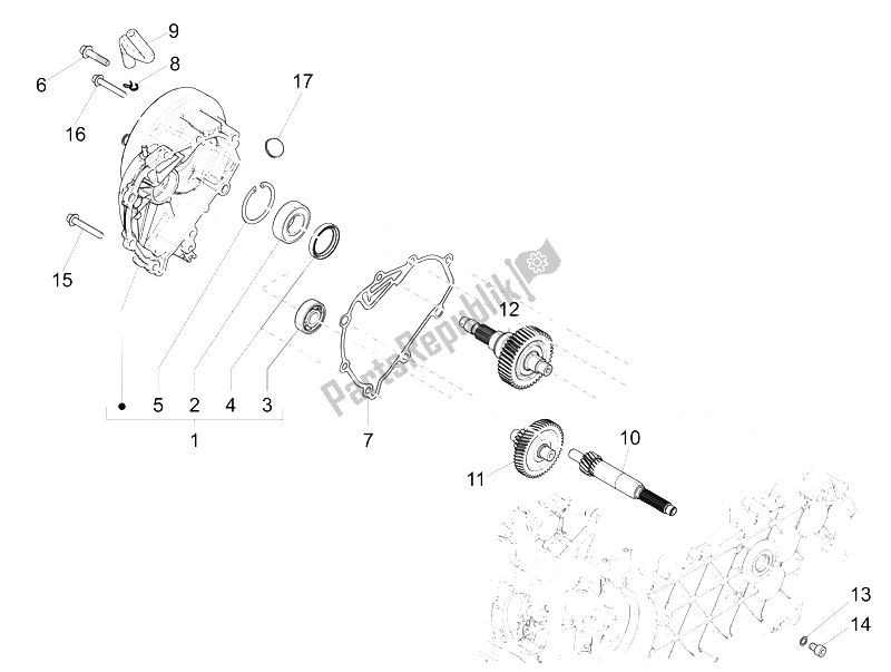 Toutes les pièces pour le Unité De Réduction du Piaggio Liberty 150 Iget 4T 3V IE ABS EU 2015