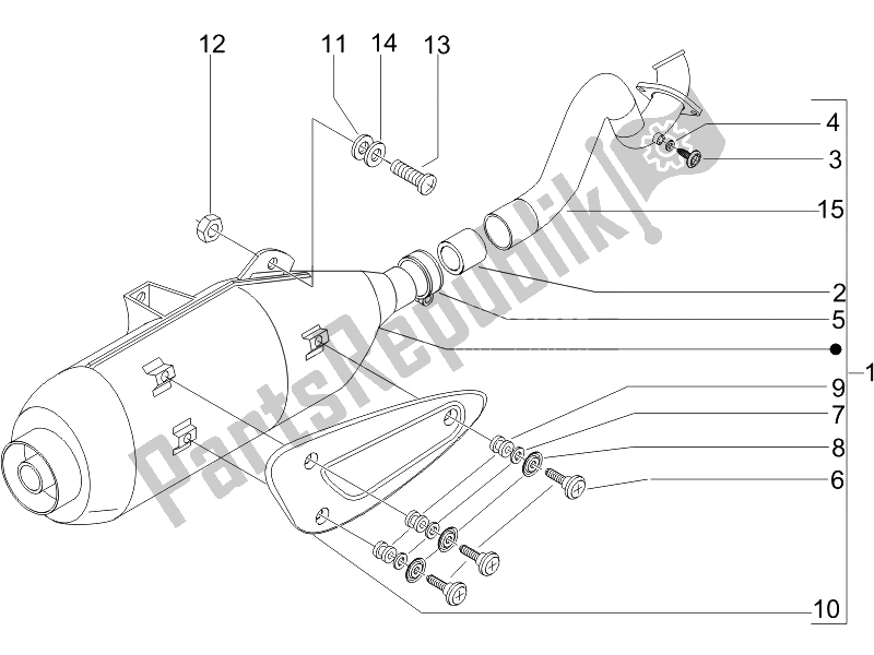 Toutes les pièces pour le Silencieux du Piaggio Beverly 125 E3 2007