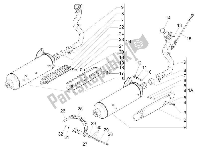 Toutes les pièces pour le Silencieux du Piaggio MP3 500 LT E4 Sport Business EU 2016