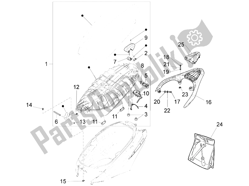 Toutes les pièces pour le Selle / Sièges du Piaggio FLY 50 4T 4V USA 2 2014