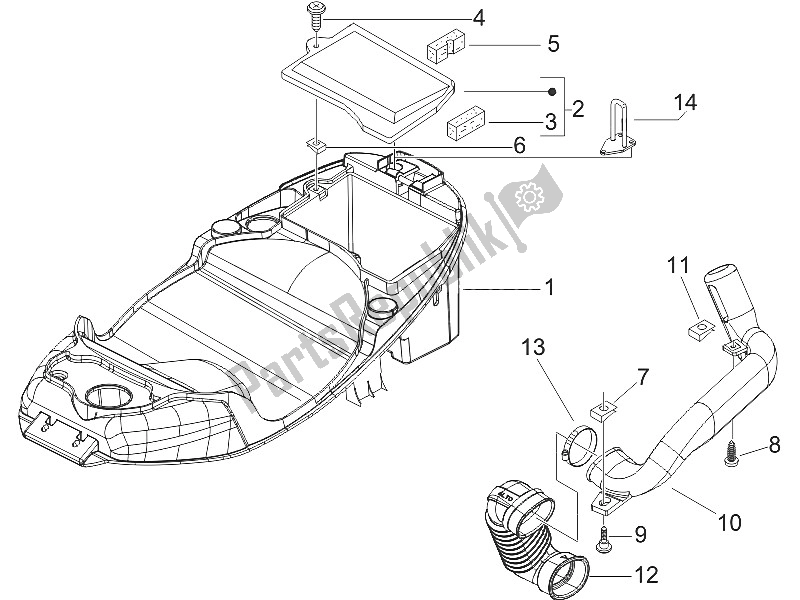 All parts for the Helmet Huosing - Undersaddle of the Piaggio Liberty 150 4T 2V E3 PTT Libanon Israel 2011