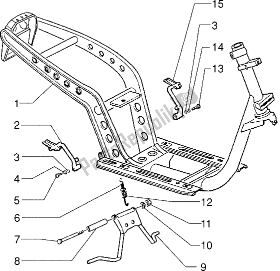 All parts for the Chassis-central Stand of the Piaggio Skipper 125 1995