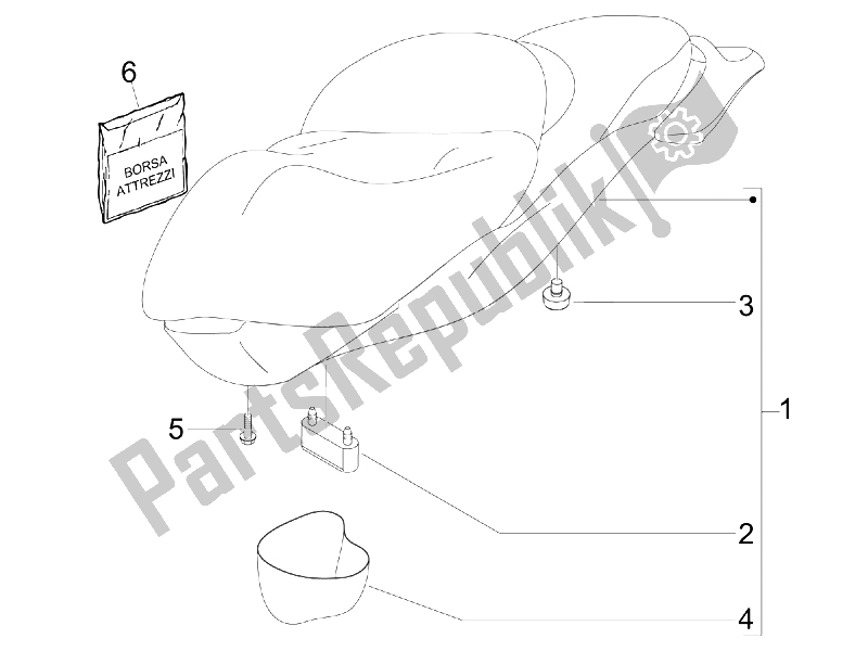 All parts for the Saddle/seats of the Piaggio BV 500 Tourer USA 2008