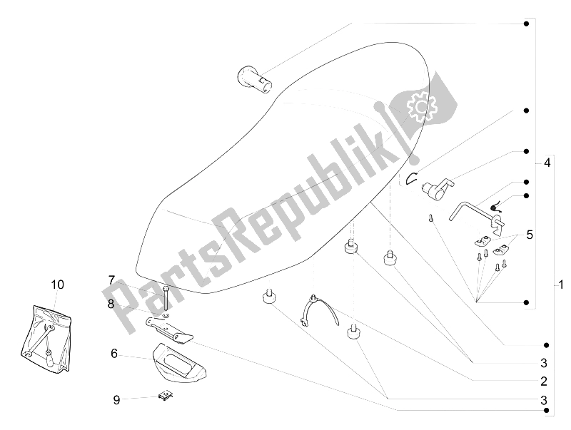 Toutes les pièces pour le Selle / Sièges du Piaggio Liberty 150 4T E3 MOC 2009