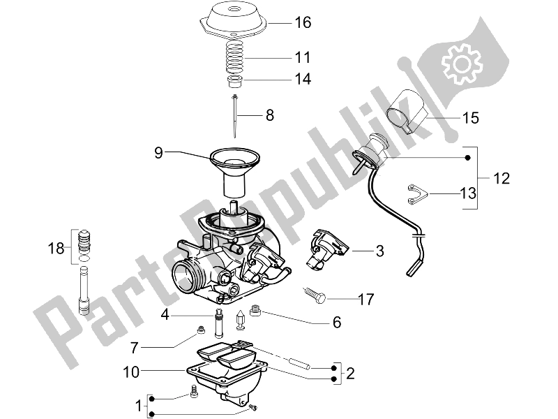 Todas las partes para Componentes Del Carburador de Piaggio X8 125 Street Euro 2 2006