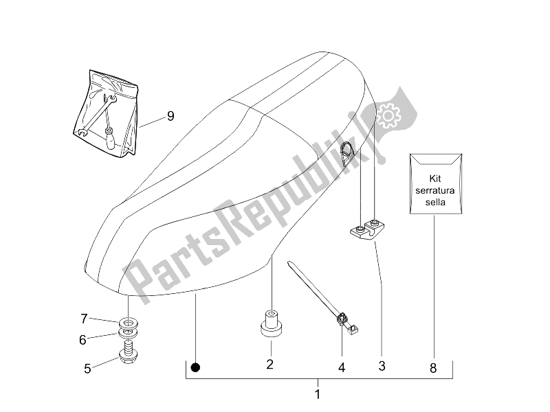 All parts for the Saddle/seats of the Piaggio ZIP 50 4T 25 KMH 2006