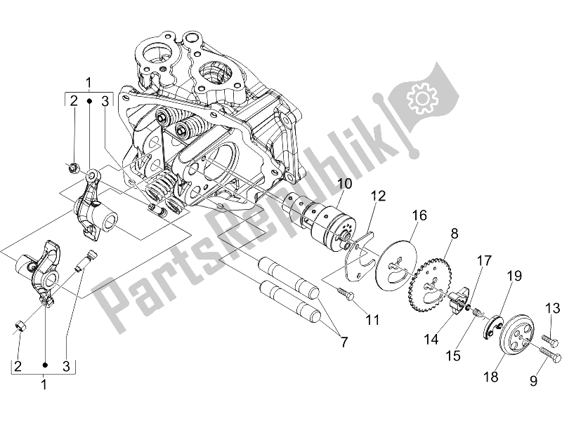 All parts for the Rocking Levers Support Unit of the Piaggio Liberty 200 4T Sport E3 2006