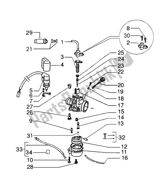 All parts for the Carburettor (2) of the Piaggio NRG MC3 DD 50 2002