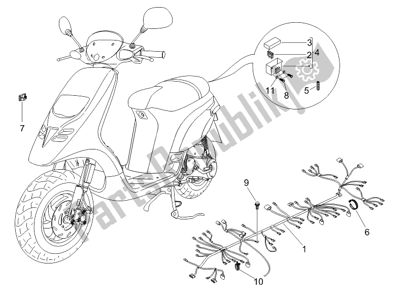 All parts for the Main Cable Harness of the Piaggio Typhoon 50 Serie Speciale 2007