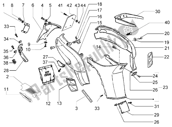 Toutes les pièces pour le Couvercles Latéraux du Piaggio NRG Purejet 50 2003