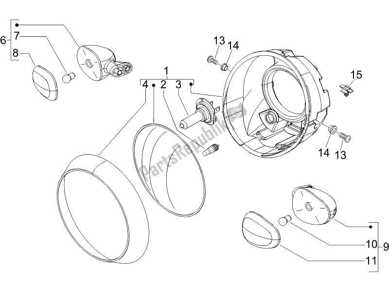 All parts for the Front Headlamps - Turn Signal Lamps of the Piaggio Beverly 250 Cruiser E3 2007