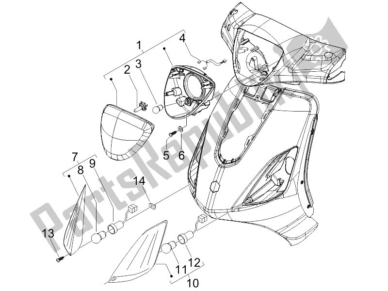 All parts for the Front Headlamps - Turn Signal Lamps of the Piaggio FLY 150 4T 2006