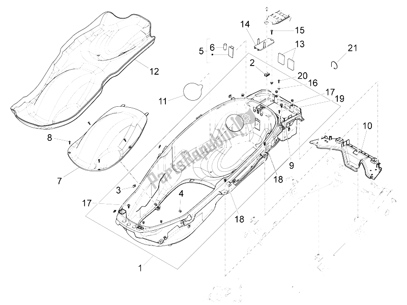 All parts for the Helmet Huosing - Undersaddle of the Piaggio X 10 350 4T 4V I E E3 2012