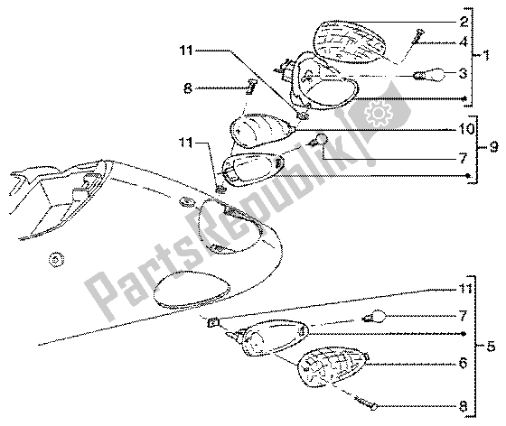 All parts for the Rear Tail Lamp of the Piaggio Liberty 50 4T 2001