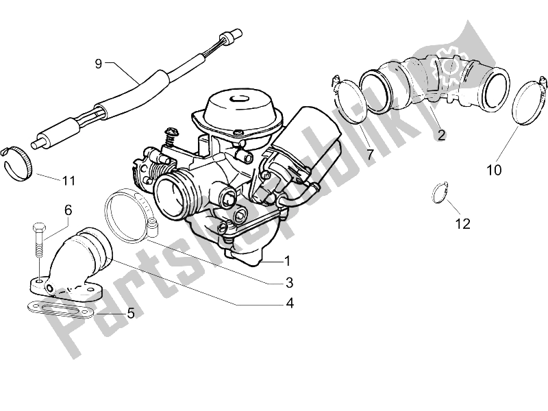 Toutes les pièces pour le Carburateur, Montage - Tuyau Union du Piaggio Liberty 125 4T PTT I 2006