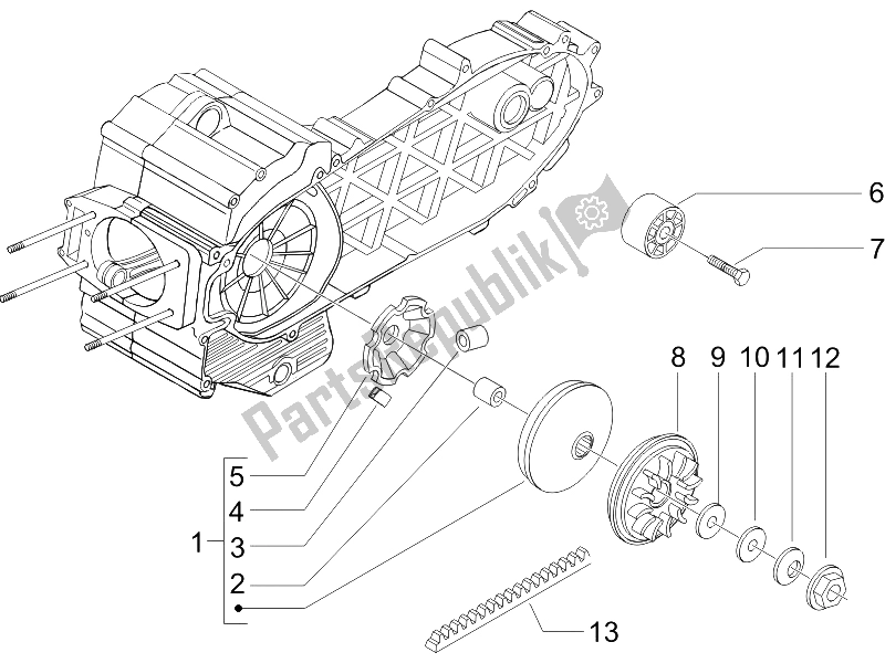 Tutte le parti per il Puleggia Motrice del Piaggio X8 400 IE Euro 3 2006