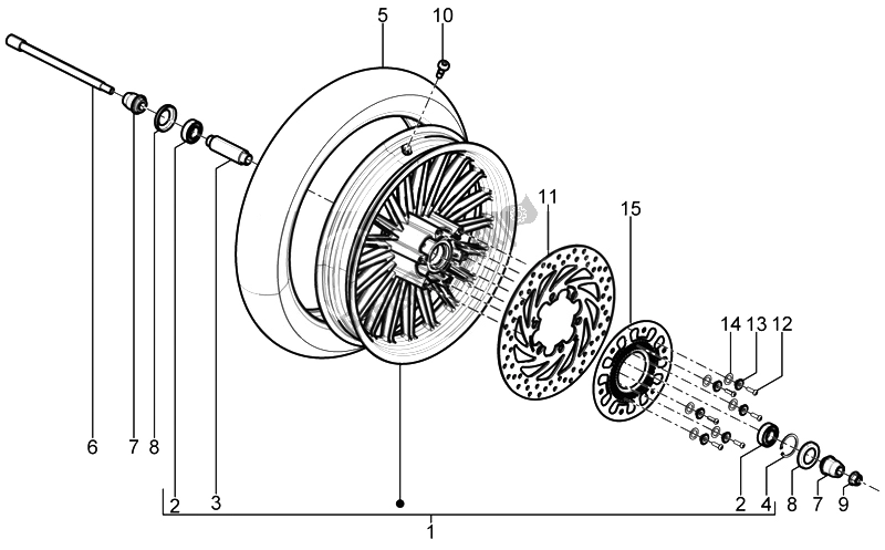 All parts for the Front Wheel of the Piaggio Beverly 350 4T 4V IE E3 Sport Touring 2014