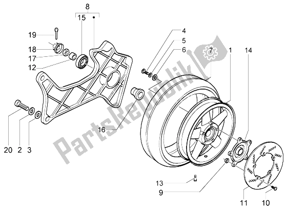 All parts for the Rear Wheel of the Piaggio X9 125 Evolution 2006