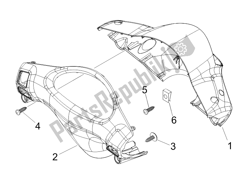 All parts for the Handlebars Coverages (2) of the Piaggio FLY 50 4T USA 2007