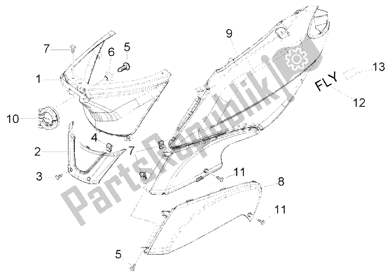 Tutte le parti per il Pannelli Laterali del Piaggio FLY 125 4T 2004
