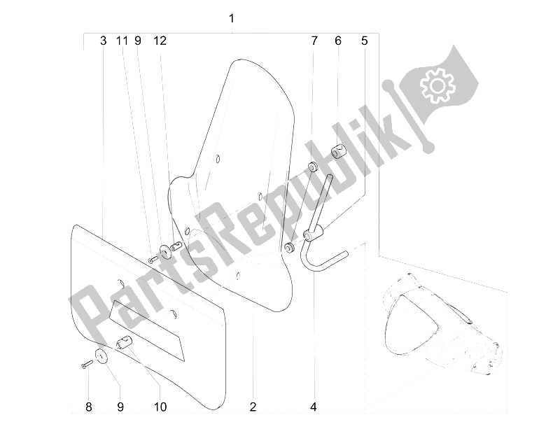 All parts for the Windshield - Glass of the Piaggio Liberty 50 4T PTT 2009