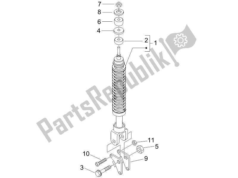 Toutes les pièces pour le Suspension Arrière - Amortisseur / S (2) du Piaggio FLY 150 4T USA 2007