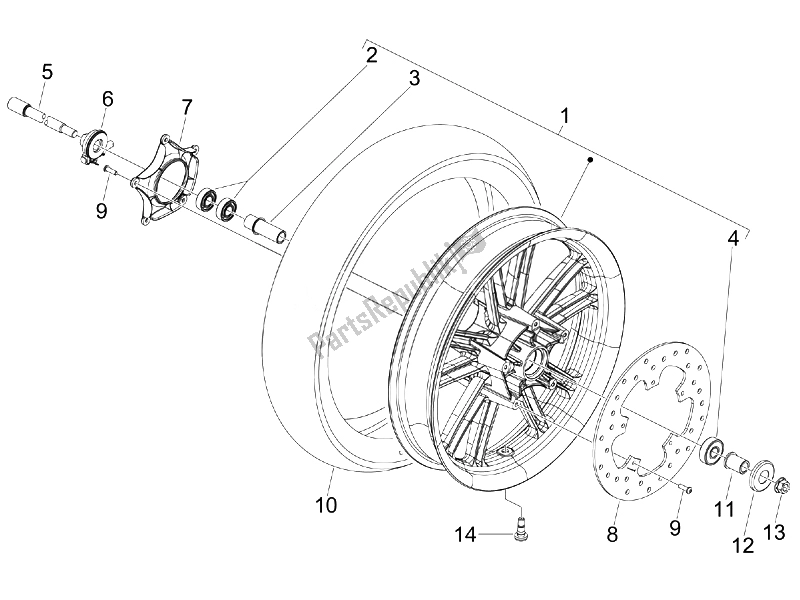 Toutes les pièces pour le Roue Avant du Piaggio Beverly 250 Tourer E3 2007