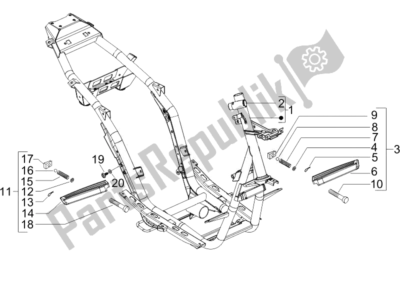 All parts for the Frame/bodywork of the Piaggio NRG Power Pure JET 50 2007