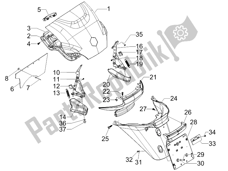 Wszystkie części do Os? Ona Tylna - Os? Ona Przeciwbryzgowa Piaggio MP3 250 2006