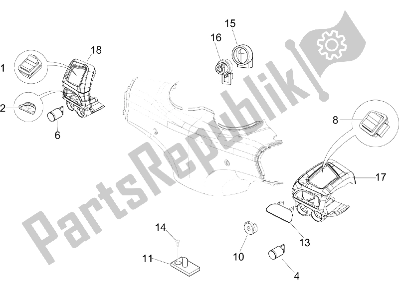 All parts for the Selectors - Switches - Buttons of the Piaggio Beverly 400 IE E3 2006