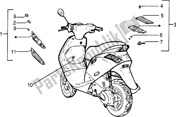 Alle onderdelen voor de Knipperen Voor En Achter van de Piaggio ZIP Catalyzed 50 2000