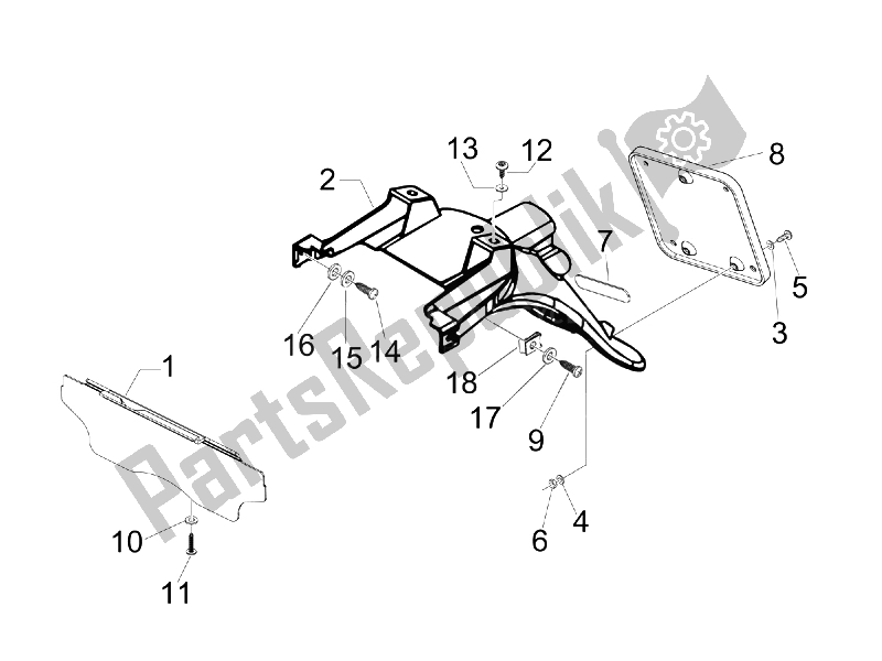 Toutes les pièces pour le Capot Arrière - Protection Contre Les éclaboussures du Piaggio BV 500 USA 2008