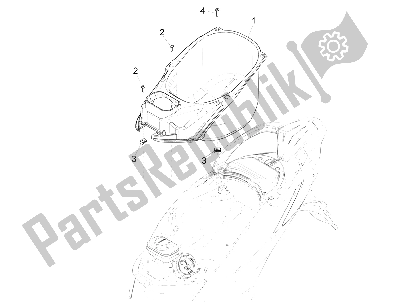 Alle onderdelen voor de Helmhuis - Onder Het Zadel van de Piaggio Liberty 125 Iget 4T 3V IE ABS Asia 2015