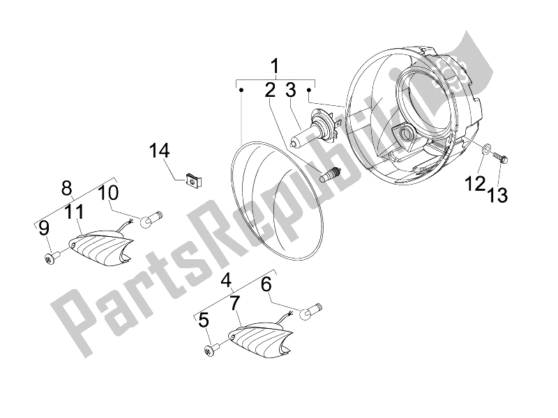 Todas las partes para Faros Delanteros - Luces Intermitentes de Piaggio Beverly 250 Tourer E3 2007