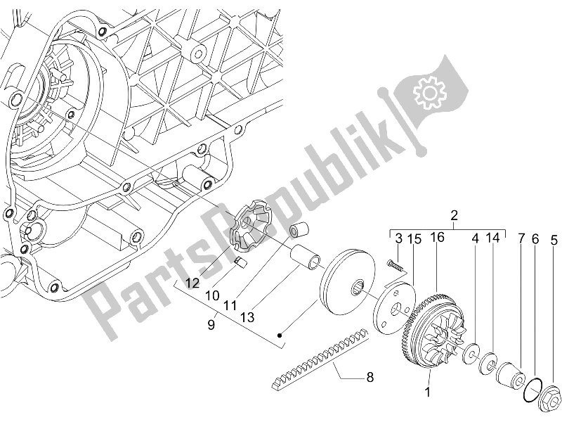 All parts for the Driving Pulley of the Piaggio Liberty 200 4T Sport 2006