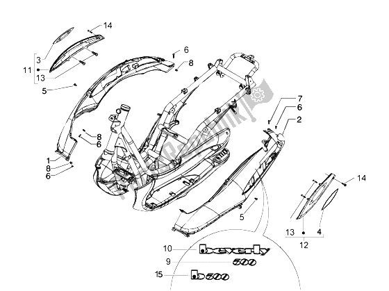 Toutes les pièces pour le Couvercles Latéraux du Piaggio Beverly 500 2003