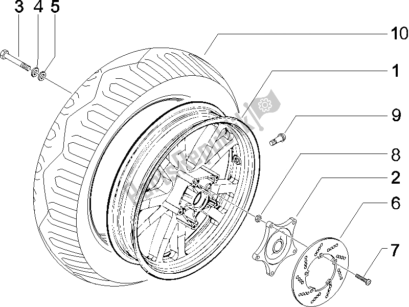 Toutes les pièces pour le Roue Arrière du Piaggio X8 400 IE Euro 3 2006