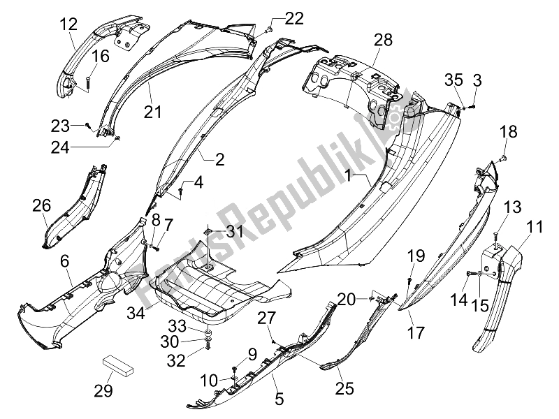 Toutes les pièces pour le Couvercle Latéral - Spoiler du Piaggio MP3 400 IE 2007